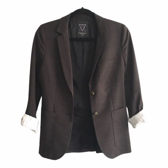 ARITZIA Talula Wool Boyfriend Blazer Roll Sleeves Charcoal Gray 2 - Picture 1 of 6